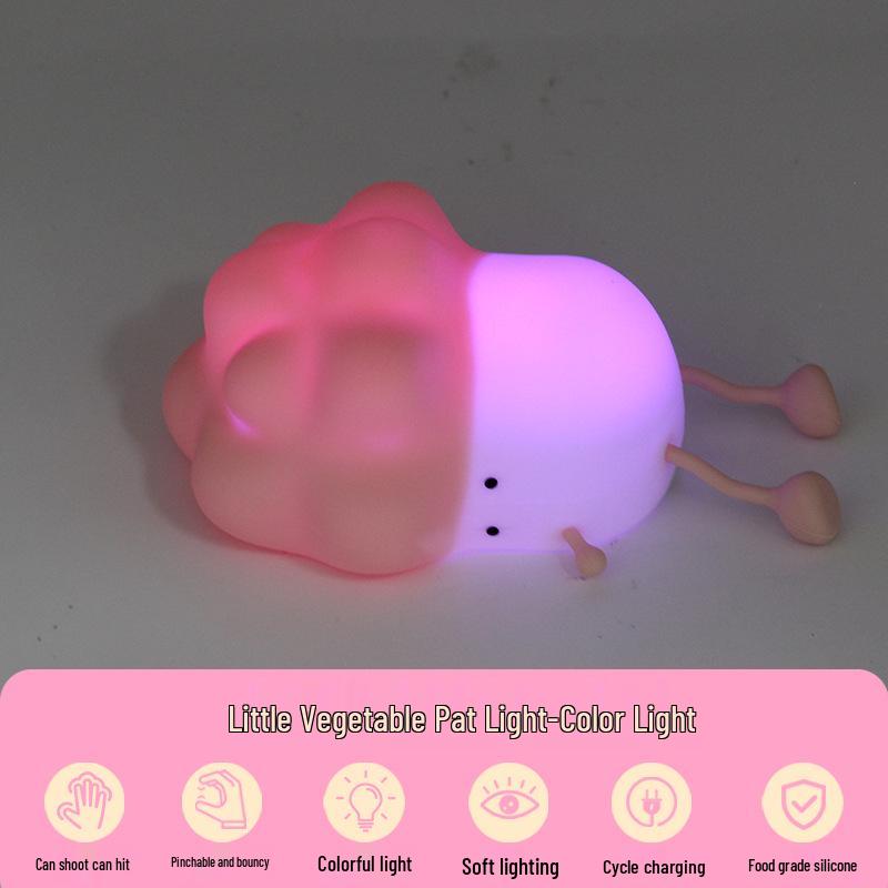 Little Veggie Silicone Night Light: Rechargeable Bedside Lamp & Creative Gift