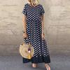 Women Polka Dot Fake Two Pieces  Short Sleeve Summer Plus Size Maxi Dress