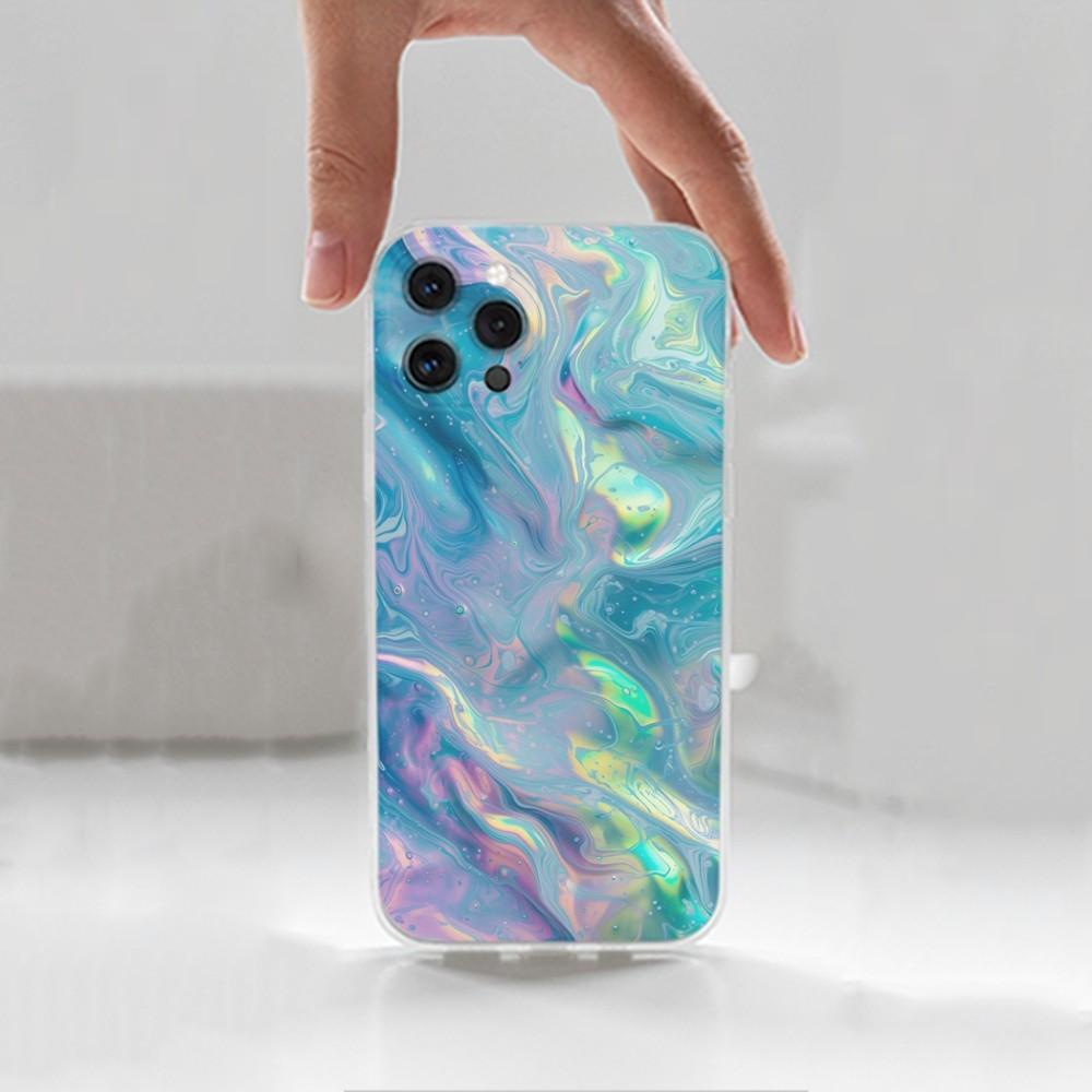 Rainbow Holographic Phone Case For iPhone 16,15,14,13,12,11 Plus,Pro,Max,XR,XS,X,7,8 Plus,SE,Mini,Transparent,Silicone Case