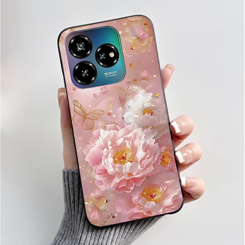 Case For ZTE Blade V60 Design 4G/Blade V60 Vita/Nubia V60 Design/Axon 60 Lite Soft Silicone Black Cover Cute Flower Cartoon Case