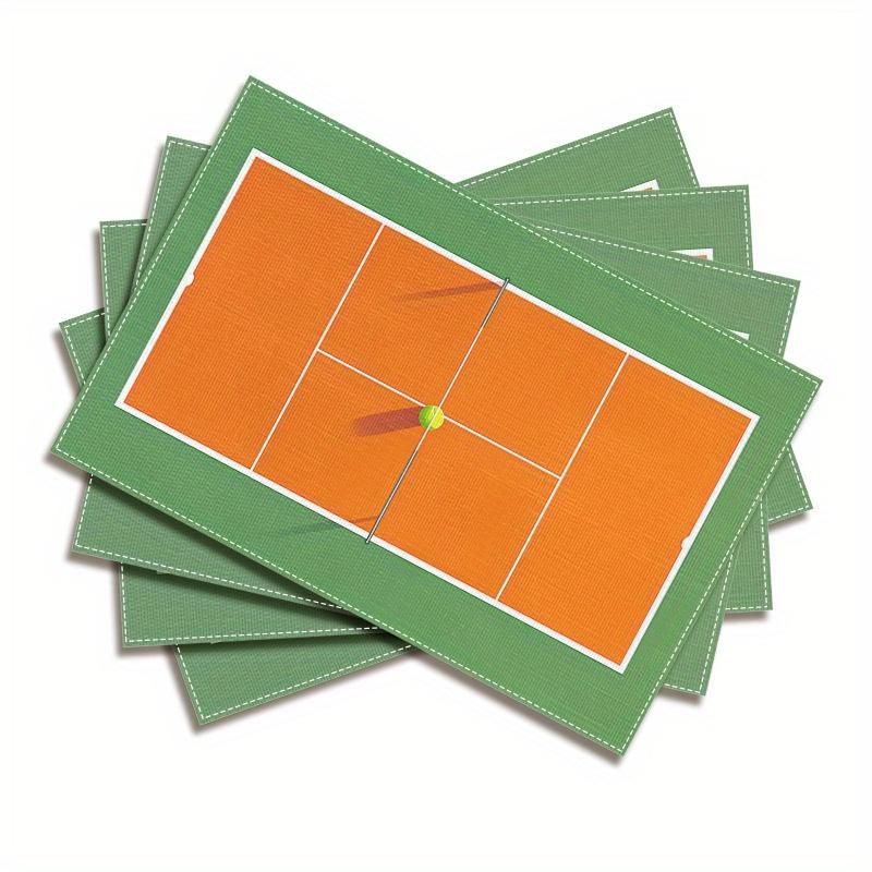 

Linen Placemat Tennis Court Sport Racket Ball Design Washable Heat Resistant Kitchen Dining Table Mat Home Decor 4Pcs-30X45cm(12X18in