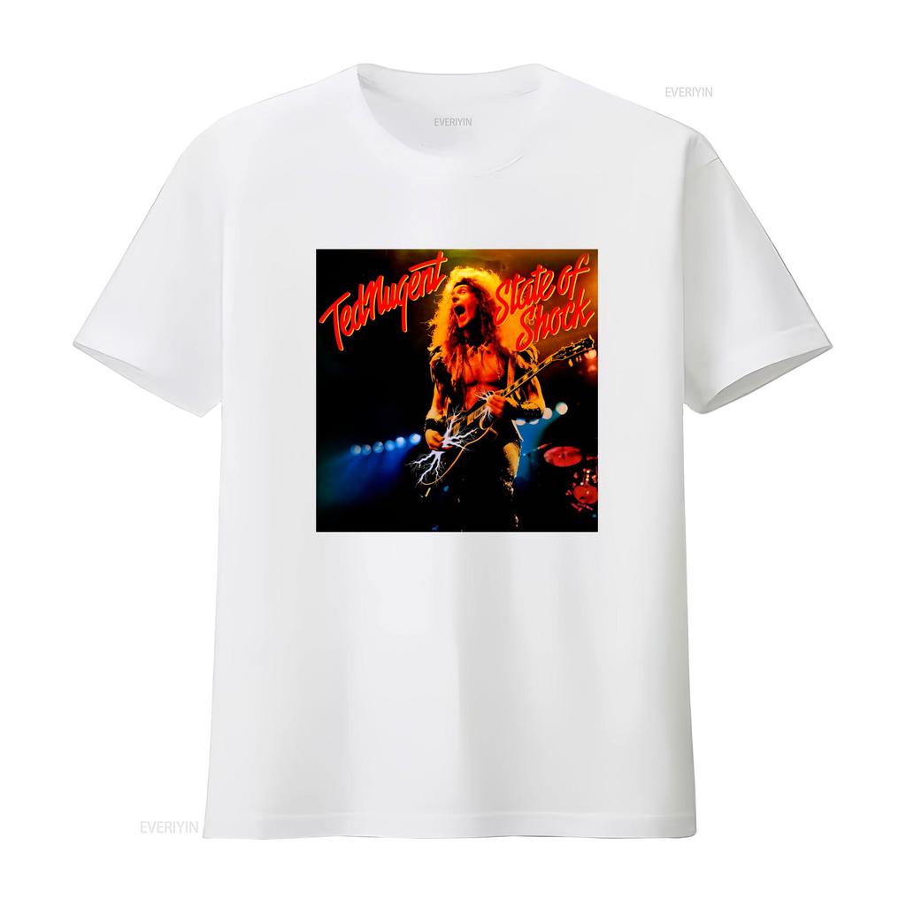 Ted Nugent State Of Shock Vintage Rock Band T Shirt 90s Style Black Rare Double Sided Sizes S 5XL F030 vintage Washed fashion
