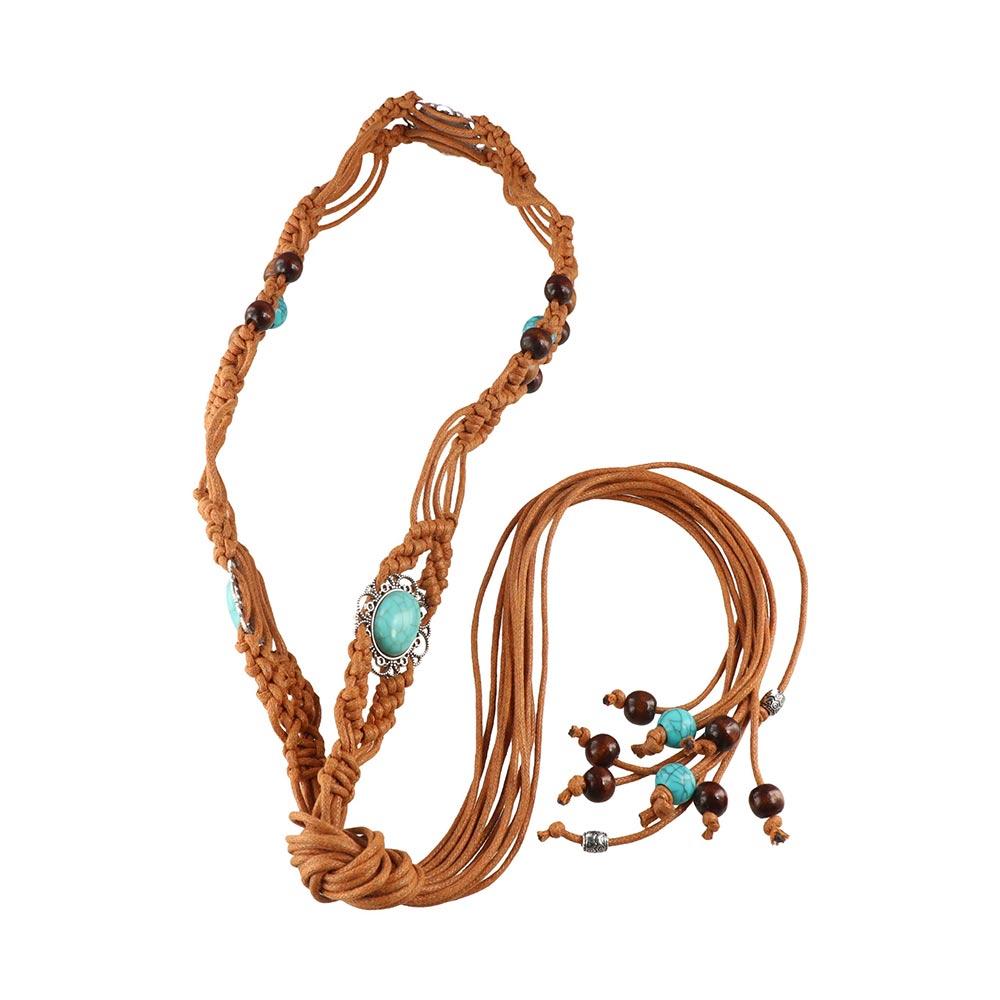 Ethnic Style Woven Belt Bohemian Dress Chain Waist Dress Accessories Braided Waist Belt  Women