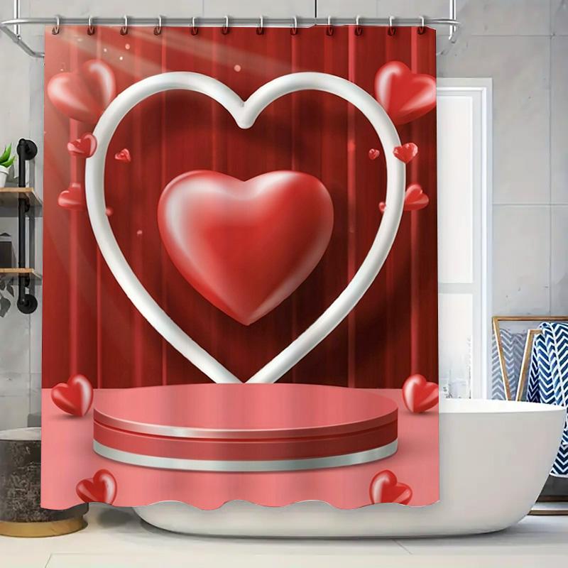 Red Heart Waterproof Shower Curtain