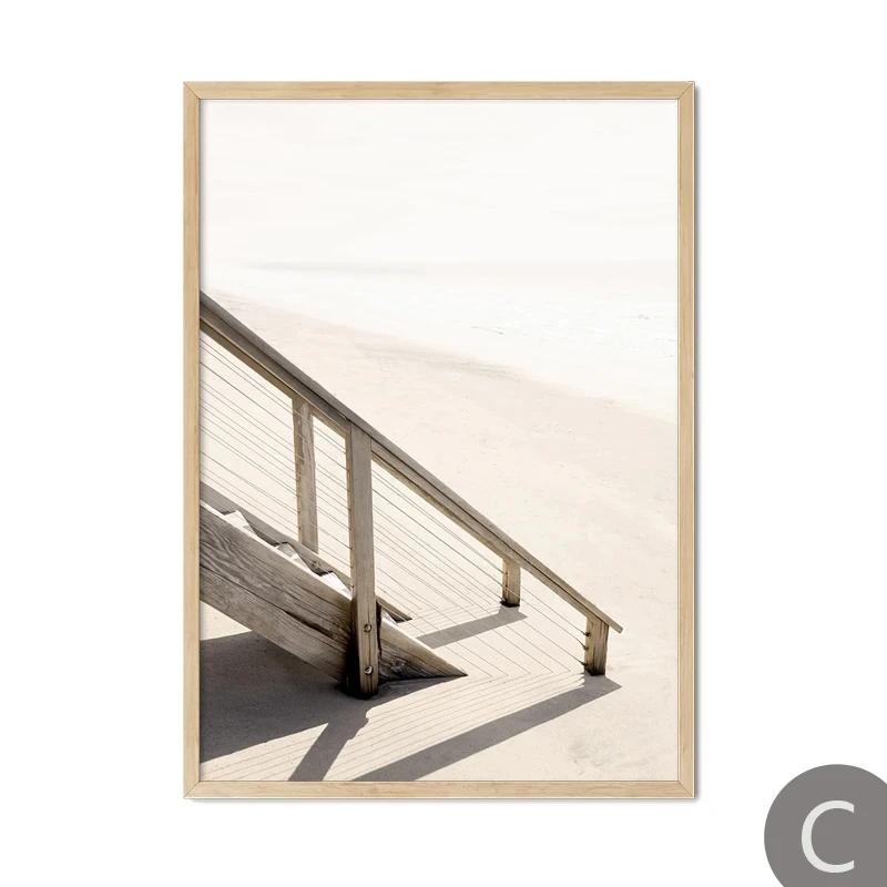 Beige Beach Girl Shell Nordic Poster, Canvas Wall Art Print, Landscape Leaf, Reed Decor, Elegant Pictures for Living Room