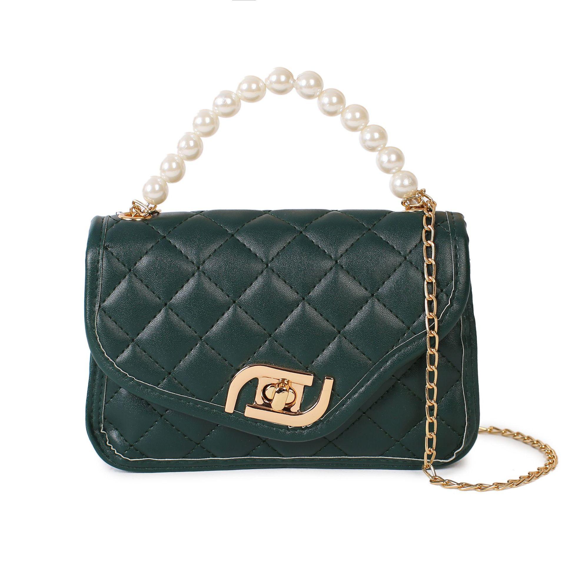 

Модная сумка-клатч с бриллиантовой цепочкой, трендовая жемчужная сумочка, милая женская вышитая сумка для мобильного телефона зелёный