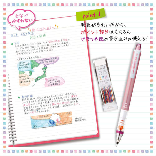 Mitsubishi Pencil Erasable Color Lead Nano Diamond Color 0.5 Mint Blue 10 Pieces U05202NDC.32