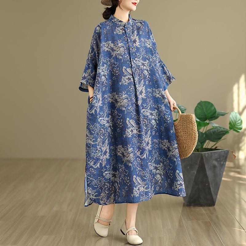 

DIMANAF 2025 Женское Весеннее Длинное Платье Большого Размера Свободное Базовое С Принтом Винтажное Повседневное Цветочное Оверсайз С Длинным Рукавом Макси One Size