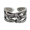 Lan Zhi 925 Sterling Silver Bowknot Distressed Open Ring for Women - Exaggerated Hip Hop Style, Non-fading Jewelry.