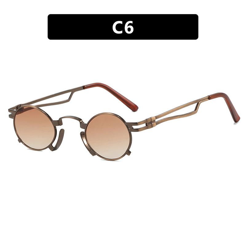 Steampunk Vintage Metal Round Sunglasses Women For Men Luxury Brand Designer Punk Shades Popular Hip Hop Small Frame Sun Glasses