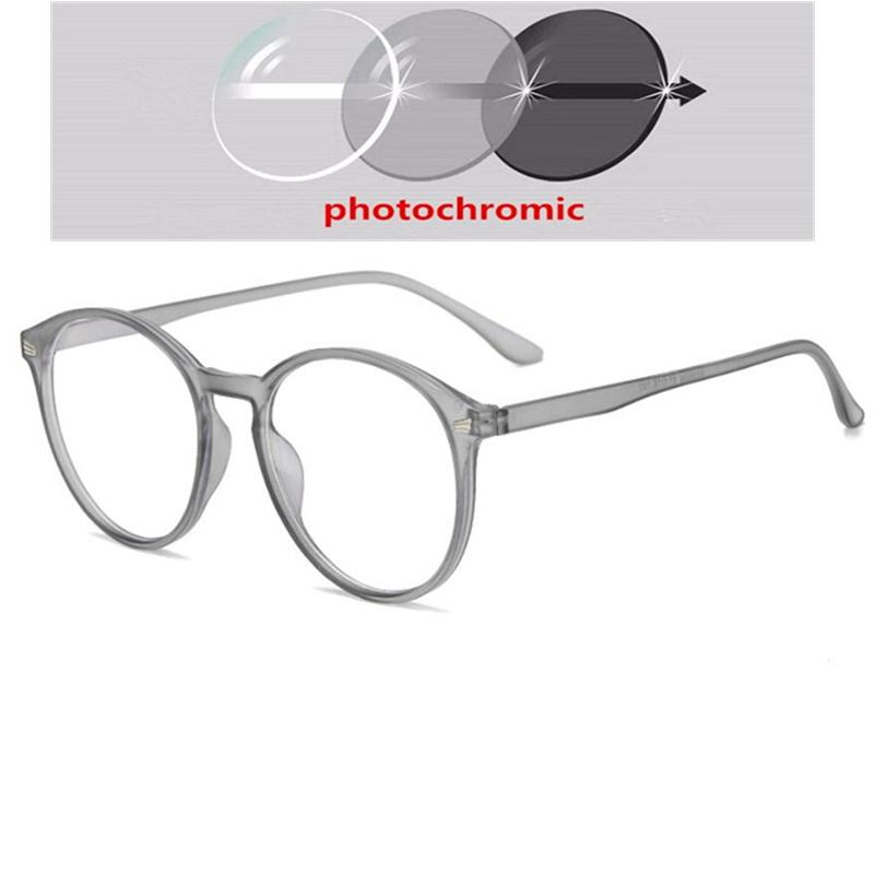 Big Frame Oval Women Men Myopia Glasses Finished Retro Gray Frame Prescription Eyeglasses Female 0 -0.5 -0.75 -1.0 To -6.0