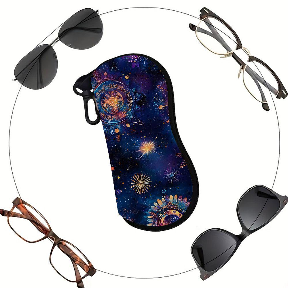 2D-Celestial Galaxy Mandala Print Eyewear Organizer, Sunglasses Case, Soft Protective Spectacle Pouch, Portable Travel Accessories for Women