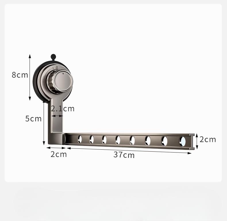 Balcony non-punching suction cup drying rack folding drying rod invisible indoor telescopic windproof hanger