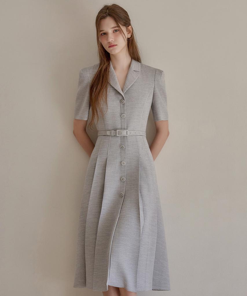 Julie And Kara 26Ss Calla141 Shebigins Giselle Tweed Dress Heather Black