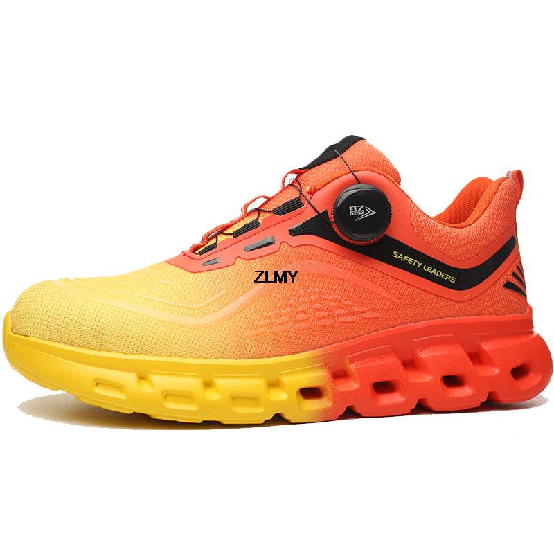 

Легкая защитная обувь, мужские кроссовки со стальным носком, устойчивая к проколам рабочая обувь с вращающейся кнопкой, мужские модные рабочие защитные ботинки с защитой от ножевых ранений 38