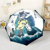 Totoro Avventura Sotto la Pioggia Ombrello Automatico Portatile Compatto 8 Stecche Leggero Design Pieghevole per Donne/Uomini Amanti della Moda Regalo Spirituale