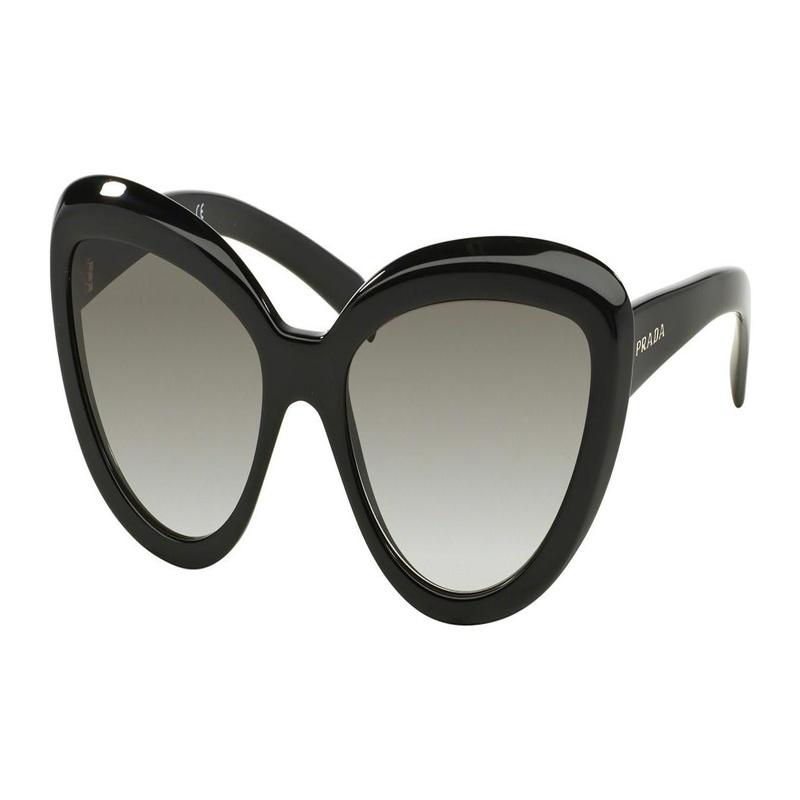 Prada Temple Letter Logo Plastic Cat Eye Sunglasses Unisex Couple Style Black