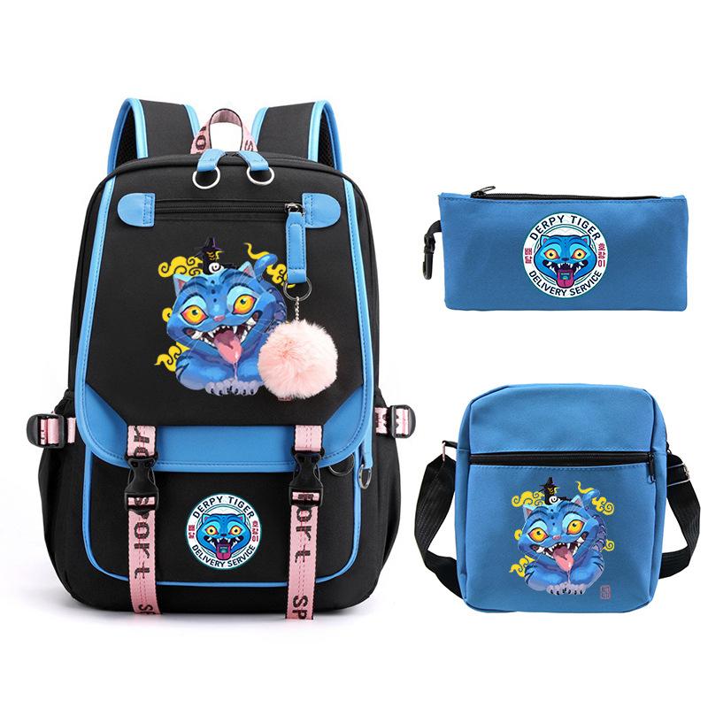 Animation Cartoon Printing High-Value Student School Bag Children'S Shoulder Backpack Pencil Bag Three-Piece Set