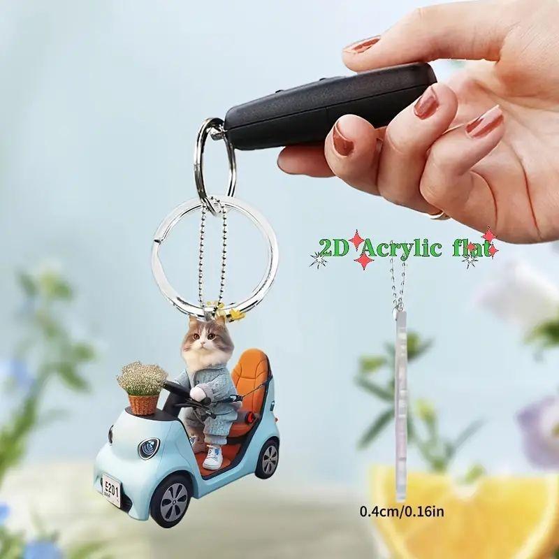 Cute Acrylic Cat Car Hanging Decoration Adorable Cartoon Style For Interior Decor