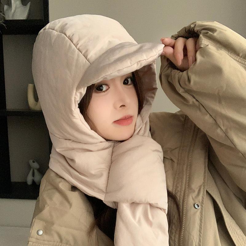 Winter windproof ear protection pullover hat outdoor versatile fashion hat scarf integrated cycling and skiing women's thermal hat