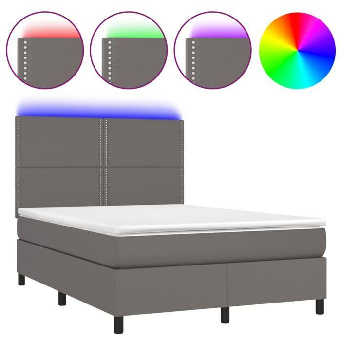 VidaXL Slatted Bed Base with Mattress and LED, Upholstered Bed, Double Bed, Adult Bedroom Interior Bed, 3135883