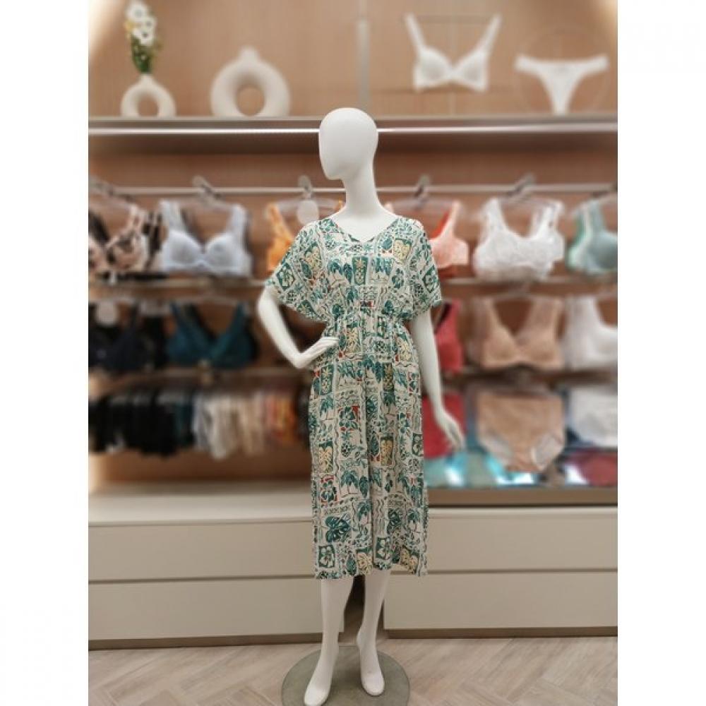 Barbara Green Print Rayon Homewear Dress Agw4566 90