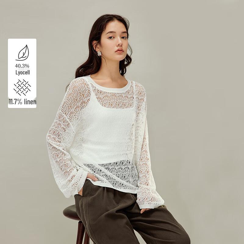 

Женский топ INMAN из лиоцелла и льна, ажурной вязки, со спущенным плечом M