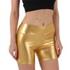 Shorts de Yoga Extensibles Taille Haute pour Femmes Aspect Brillant Shorts de Sport Biker pour Tenue de Sport Danse Course à Pied Vélo