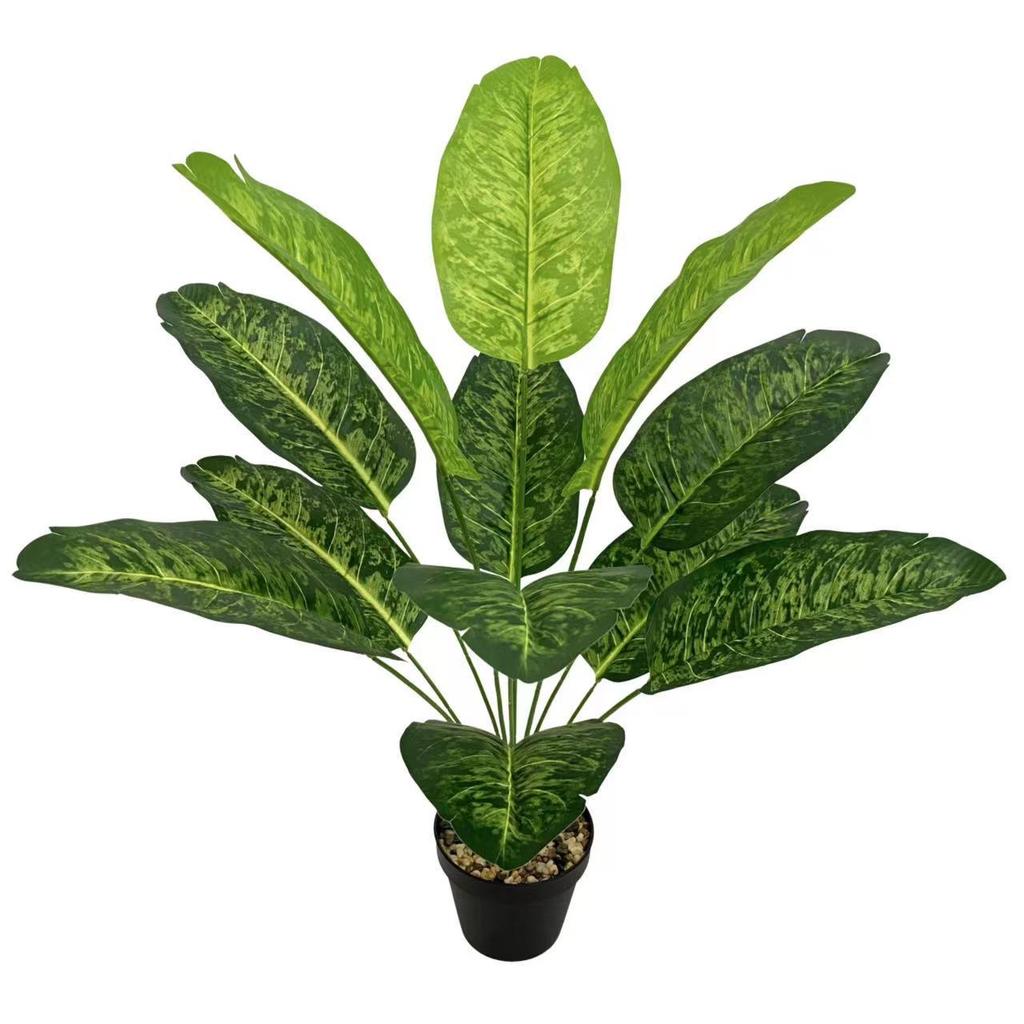 1 st Utan handfat Konstgjorda Växter Stor Tropisk Palm Falska Bananblad Äkta Plast Monstera För Hem Trädgård Fest Inredning