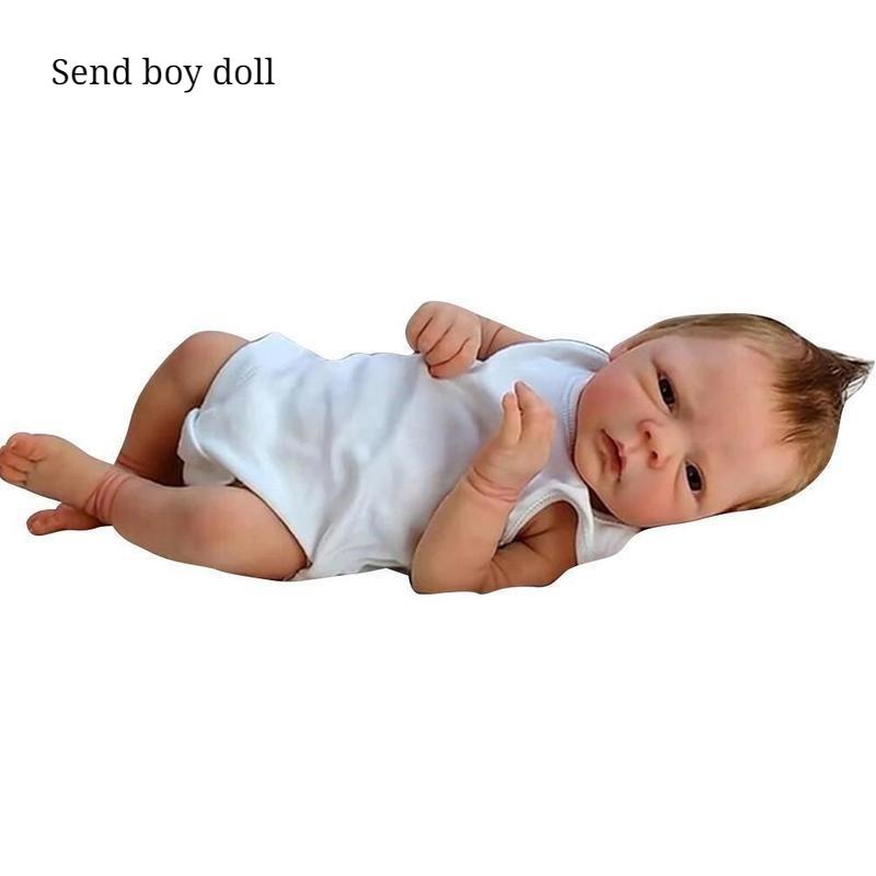 Süße 46cm Reborn Baby Puppe für Mädchen oder Jungen Lebensecht Vollvinylkörper Bebe Neugeborenenpuppe 3D Bemalte Haut Kleinkind Kind Spielkamerad Puppe Spielzeug Geburtstag Weihnachtsgeschenk