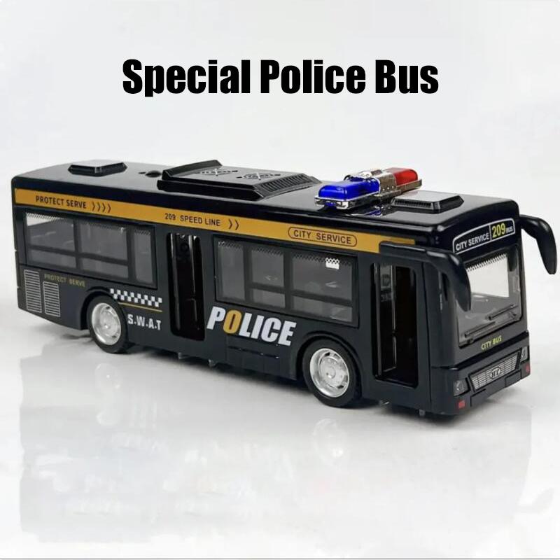 Double Decker Sightseeing Bus Model Pull Back Vehicles Toy Die Cast Pull Back Vehicles Open the Door Light Music Toys for Boys