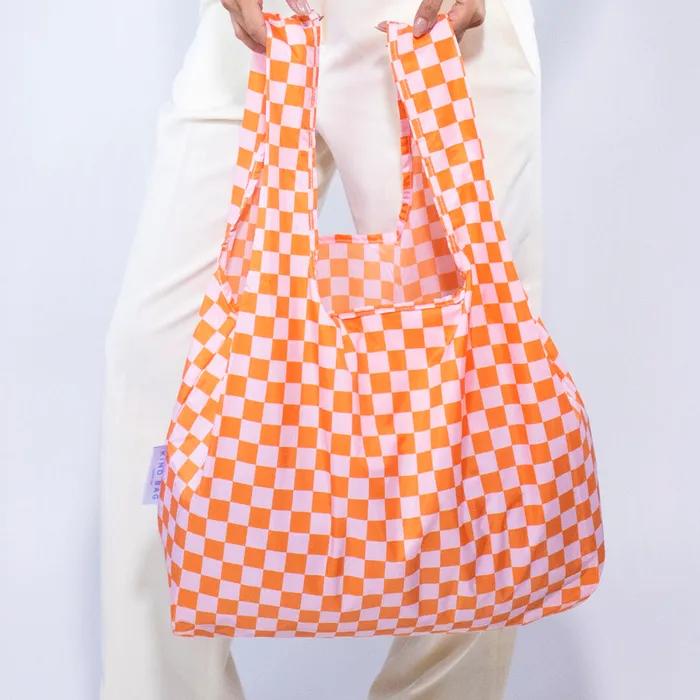 [KINDBAG] Checkerboard Reusable Orange Pink Medium Kind Bag