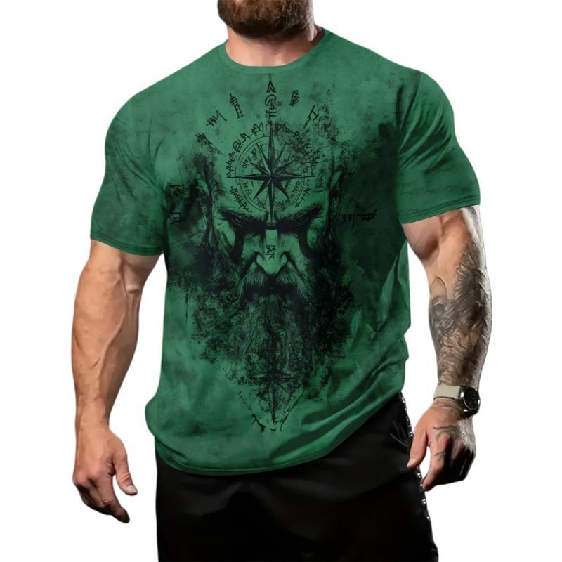 Men s T-Shirt Viking Compass Creative 3D Printed Pattern Design Summer Breathable Street Fashion S