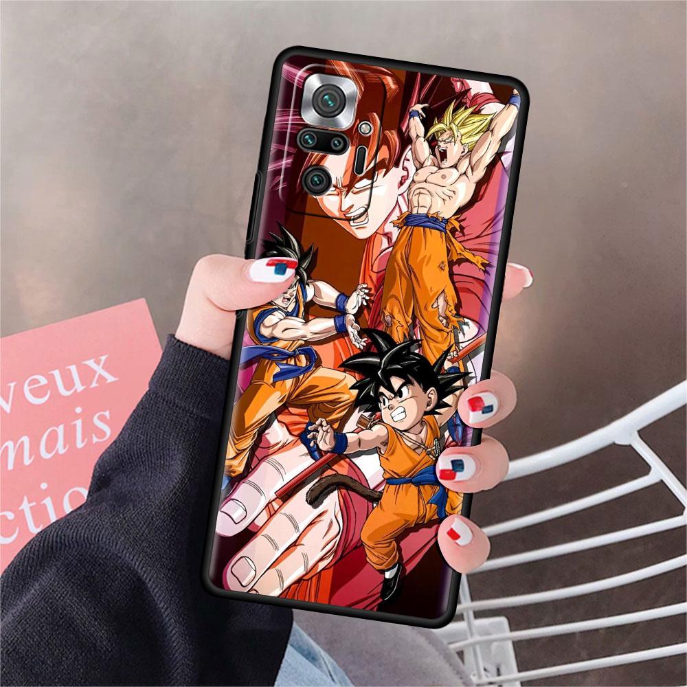 Luxury Black Phone Case For Xiaomi Redmi Note 11 10 9 8 7 Pro 9S 9A 9C 10s 8T K40 10C 10S Funda Cover Beerus Dragons Anime