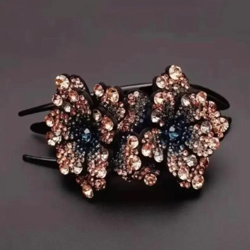 Shiny Rhinestone Hairpin Flower Leaf Duckbill Hair Claws Retro Hair Clips Accessories For Women Shinning Ponytail Headwear