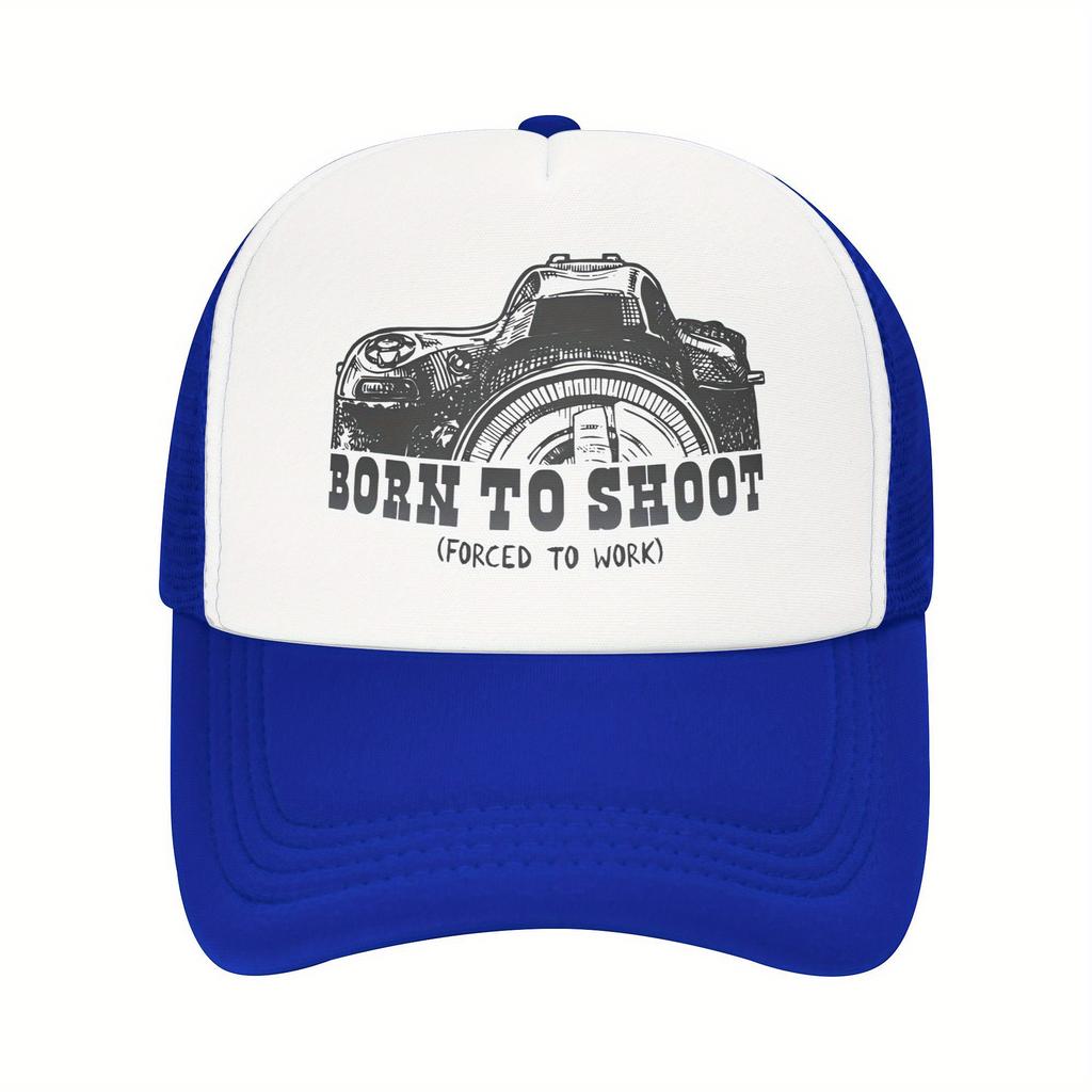 Born To Shoot Photographer Graphic Trucker Hat Breathable Mesh Baseball Cap Casual Adjustable Adult