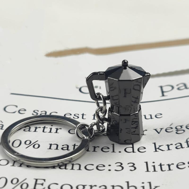 Mini Moka Pot Keychain Pendant Creative Coffee Barista Key Ring Cute Decor for Coffee Lovers Bag Accessory