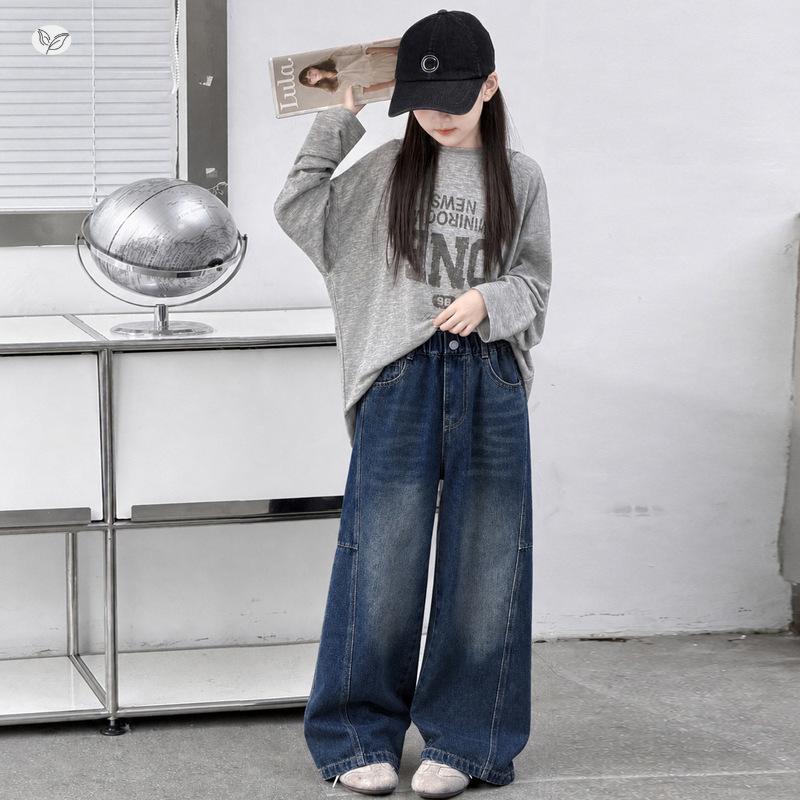 Herbst 2026 Mädchen Weite Golfhose - Gerade, Vielseitige Jeans für Kinder