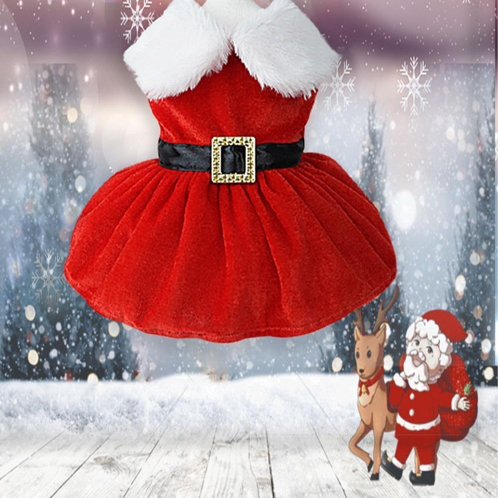Adjustable Fit Santa Dog Costume Warm Thick Lining Holiday Puppy Clothes  Family Holiday Photos M