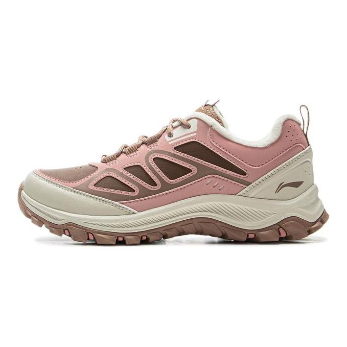 Li-Ning Comfortable Simple Versatile Warm Durable Low-Top Casual Shoes Women sneaker Light-Pink Brown AGCU538-3