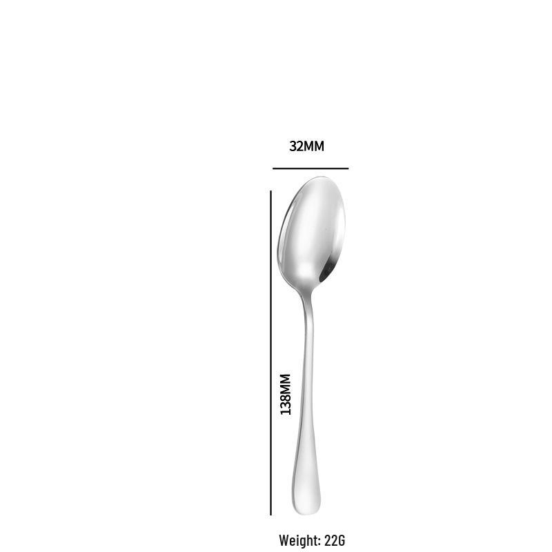 1010 Stainless Steel Western Cutlery Set: Steak Knife, Fork, Spoon, Dessert Spoon, Serving Fork, and Ice Spoon.