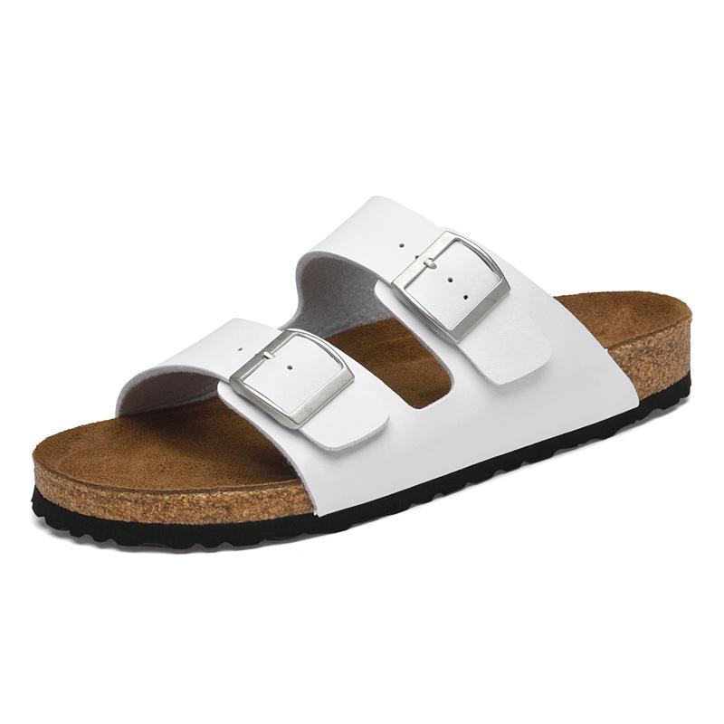 Men s and Women s Summer Slip-On Leather Sandals: Open Toe, Buckle Design, Flat Bottom, Outdoor Casual Fashion 40 белый