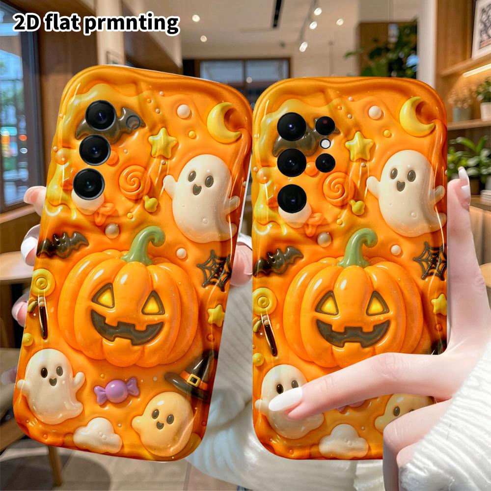 Phone Case: 2D Flat, Suitable for Samsung Galaxy A34 A35 M05 M06 S20 S22 S21 FE Plus 5G Protective Case, Pumpkin Ghost, Perfect Christmas and Hallowee