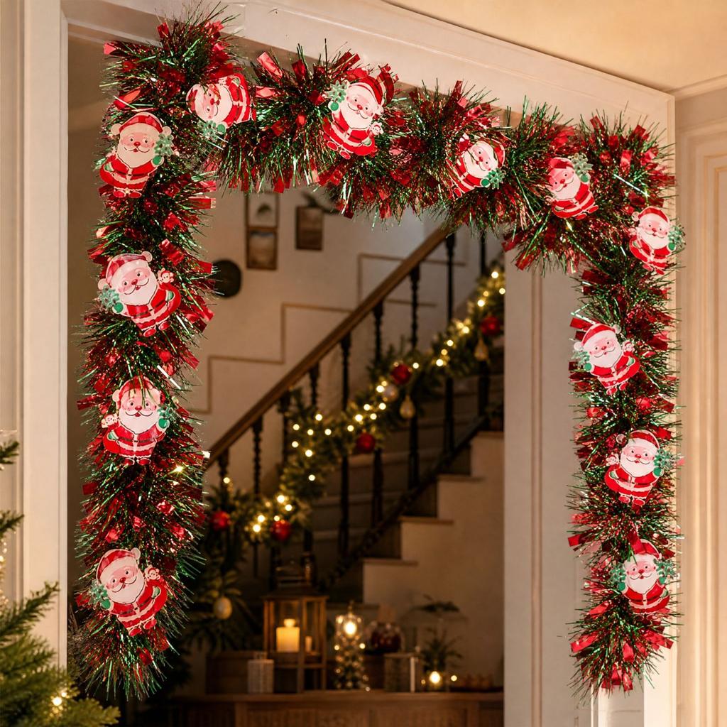 Artificial Christmas Decorative Garland with Festive Colorful Strips for Holiday Party Home Decor