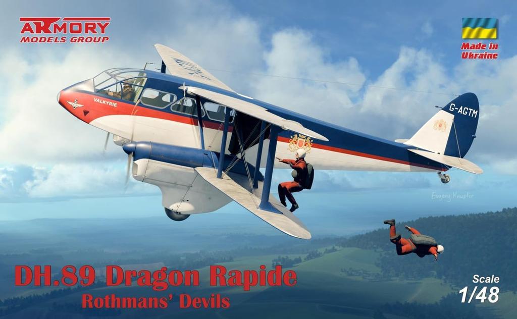 Armory Scale De Havilland Dragon Rapide Rothmans Devils Plastic Model Kit AMR48014 1/48 DH.89 (airplane)