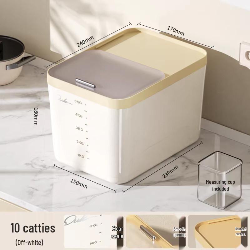 Contenitore Push-Pull per Riso di Grado Alimentare - Grande Contenitore Spesso per Riso e Farina