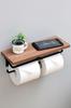 (YAMAZEN) Toilet Paper Holder with Shelf (Smartphone Stand/Interior Decorative), Double, Stain-Resistant Top, Easy Installation, 32cm Wide X 1