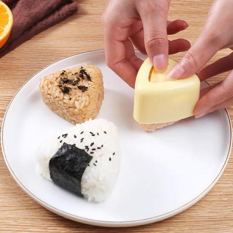 2Pcs Diy Yellow Sushi Mold Onigiri Rice Ball Food Press Triangular Sushi Maker Mold Japanese Home Kitchen Bento Accessories Tool