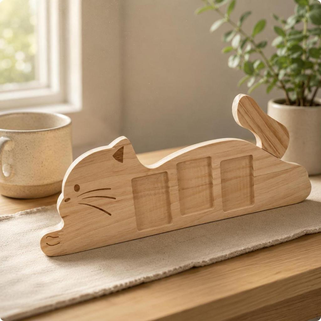 Cat Picture Frame Rotating Tail Photo for Office