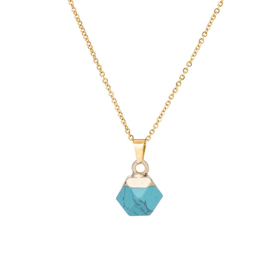 Natural Stone Neckalce Irregular Natural Stone Crystal Pendant Necklace Natural crystal pendant section hexagonal clavicle chain